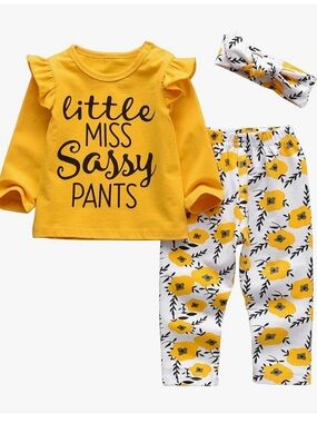 Little Miss 3 Piece Set Sassy Pants, Top, Pants & Headband Size 18-24 Months